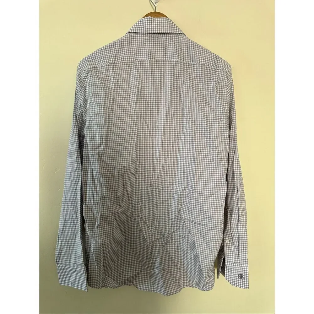 Banana Republic Men’s Maroon and White Slim Fit Button Down Top Size Medium